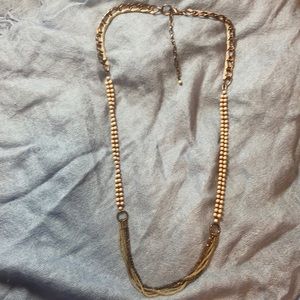 Multi textured rose gold/brass toned necklace